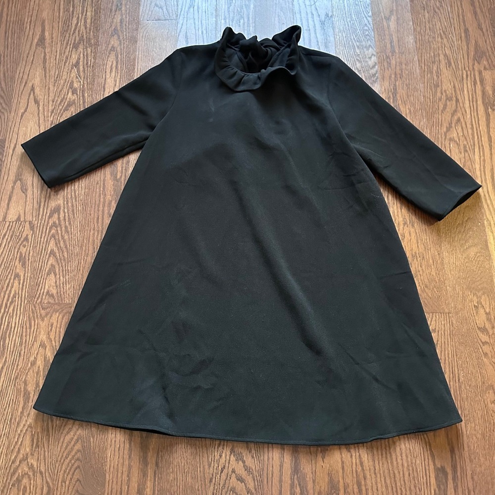 Pomander Place Black Ruffle Neck Back Tie Shift Dress XL Y16648T